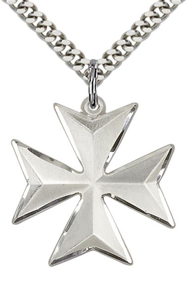 STERLING SILVER MALTESE CROSS PENDANT WITH CHAIN